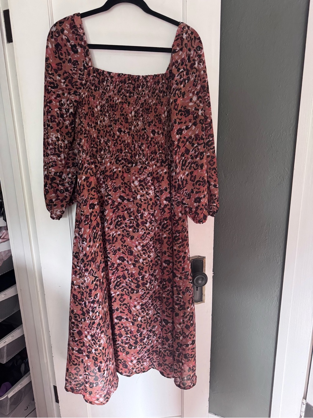 Beachlunchlounge Khaleesi Square Neck Floral Smocked Midi Dress Sz L